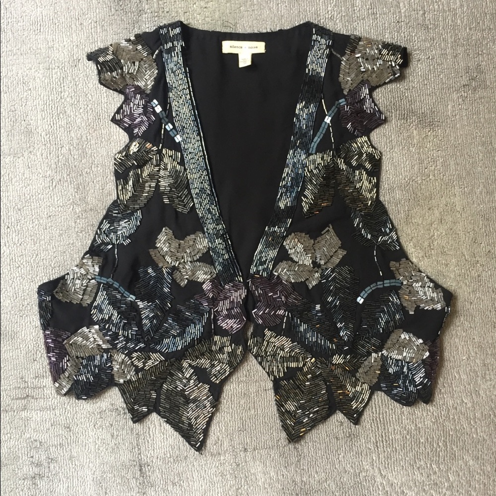 Sequin beaded black vest